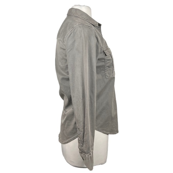 Abercrombie & Fitch Stretch Cotton Canvas Utility Chest Pocket Shirt Gray Drab - Picture 4 of 7